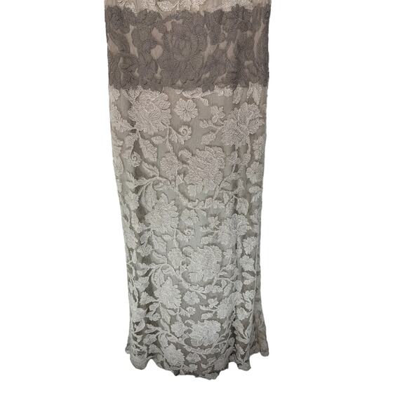 Tadashi Shoji Dress Ivory Latte Pumice Lace Tulle Nomi Formal Evening Size 12 - Picture 7 of 14